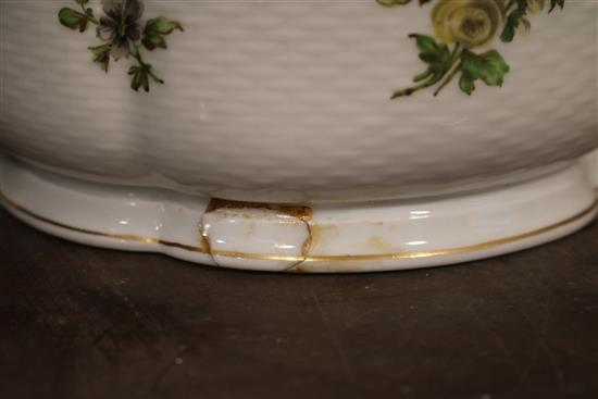 A pair of Dresden porcelain quatrefoil shaped jardinieres Height 6in.